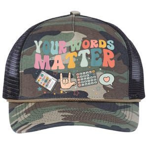 Your Words Matter Speech Therapy Language Pathologist Mental Retro Rope Trucker Hat Cap