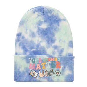 Your Words Matter Speech Therapy Language Pathologist Mental Tie Dye 12in Knit Beanie