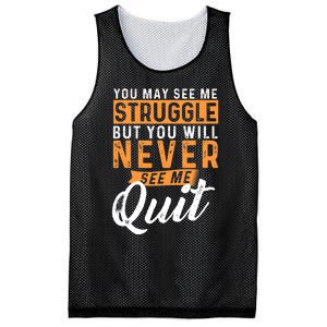 You Will Never See Me Quit Motivational Quote Inspiration Mesh Reversible Basketball Jersey Tank