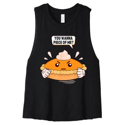 You Wanna Piece Of Me. Pumpkin Pie Lover Funny Thanksgiving Women's Racerback Cropped Tank