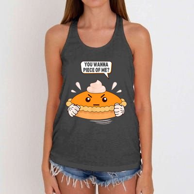 You Wanna Piece Of Me. Pumpkin Pie Lover Funny Thanksgiving Women's Knotted Racerback Tank