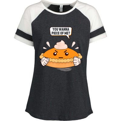 You Wanna Piece Of Me. Pumpkin Pie Lover Funny Thanksgiving Enza Ladies Jersey Colorblock Tee