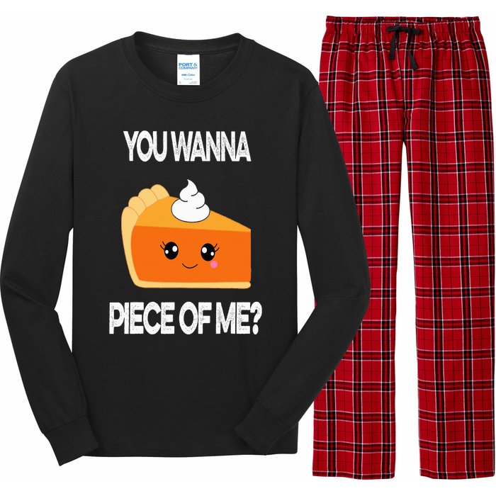 You Wanna Piece of Me Funny Pumpkin Pie Thanksgiving Long Sleeve Pajama Set