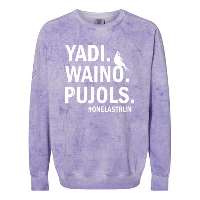 Yadi Waino Pujols #Onelastrun Baseball Softball Colorblast Crewneck Sweatshirt