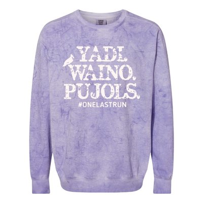 Yadi Waino Pujols #Onelastrun Baseball Colorblast Crewneck Sweatshirt