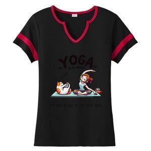 Yoga With Pets Cat Meow Meditation For Instructors Ladies Halftime Notch Neck Tee