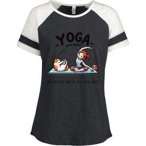 Yoga With Pets Cat Meow Meditation For Instructors Enza Ladies Jersey Colorblock Tee