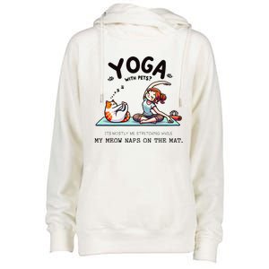 Yoga With Pets Cat Meow Meditation For Instructors Womens Funnel Neck Pullover Hood