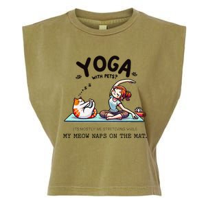 Yoga With Pets Cat Meow Meditation For Instructors Garment-Dyed Women's Muscle Tee