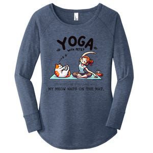 Yoga With Pets Cat Meow Meditation For Instructors Women's Perfect Tri Tunic Long Sleeve Shirt