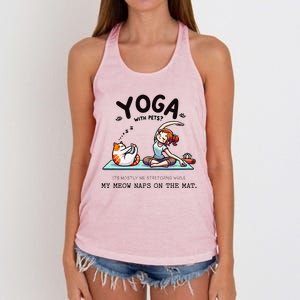 Yoga With Pets Cat Meow Meditation For Instructors Women's Knotted Racerback Tank