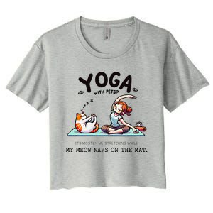 Yoga With Pets Cat Meow Meditation For Instructors Women's Crop Top Tee