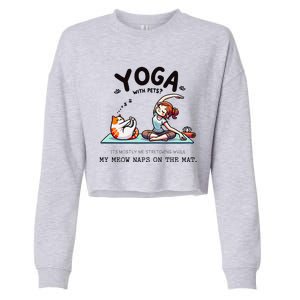 Yoga With Pets Cat Meow Meditation For Instructors Cropped Pullover Crew