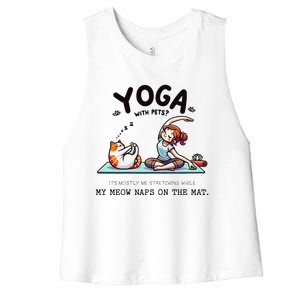 Yoga With Pets Cat Meow Meditation For Instructors Women's Racerback Cropped Tank