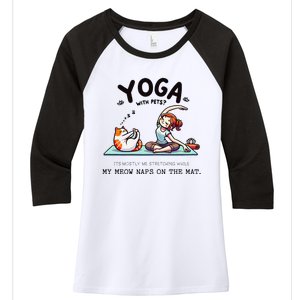 Yoga With Pets Cat Meow Meditation For Instructors Women's Tri-Blend 3/4-Sleeve Raglan Shirt