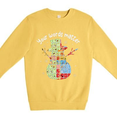 Your Words Retromatter Speech Pathology Aac Snowman Xmas Premium Crewneck Sweatshirt