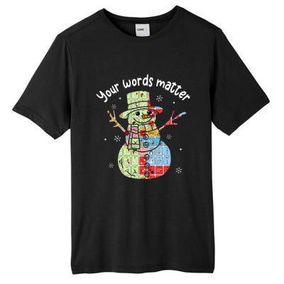 Your Words Retromatter Speech Pathology Aac Snowman Xmas Tall Fusion ChromaSoft Performance T-Shirt