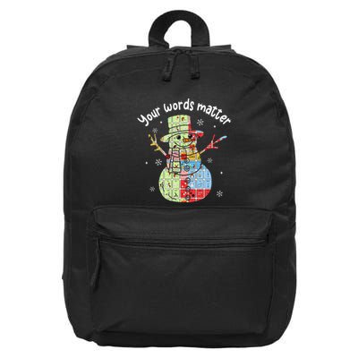 Your Words Retromatter Speech Pathology Aac Snowman Xmas 16 in Basic Backpack