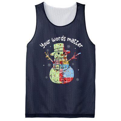 Your Words Retromatter Speech Pathology Aac Snowman Xmas Mesh Reversible Basketball Jersey Tank