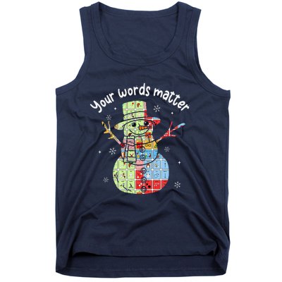 Your Words Retromatter Speech Pathology Aac Snowman Xmas Tank Top