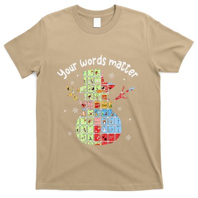 Your Words Retromatter Speech Pathology Aac Snowman Xmas T-Shirt