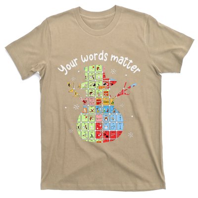 Your Words Retromatter Speech Pathology Aac Snowman Xmas T-Shirt