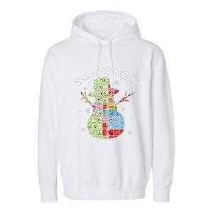 Your Words Retromatter Speech Pathology Aac Snowman Xmas Garment-Dyed Fleece Hoodie