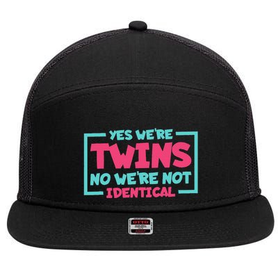 Yes WeRe Twins No WeRe Not Identical Twin Siblings 7 Panel Mesh Trucker Snapback Hat