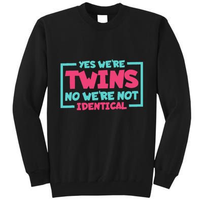 Yes WeRe Twins No WeRe Not Identical Twin Siblings Tall Sweatshirt