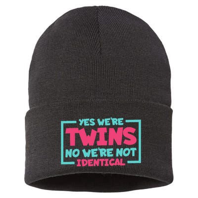 Yes WeRe Twins No WeRe Not Identical Twin Siblings Sustainable Knit Beanie