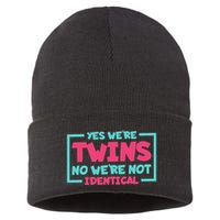 Yes WeRe Twins No WeRe Not Identical Twin Siblings Sustainable Knit Beanie