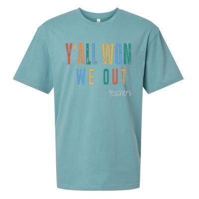 YAll Won We Out Teacher  Last Day Of School Sueded Cloud Jersey T-Shirt