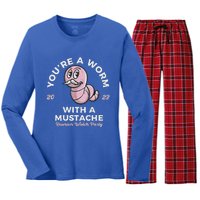 You're Worm With A Mustache James Tom Ariana Reality Women's Long Sleeve Flannel Pajama Set 