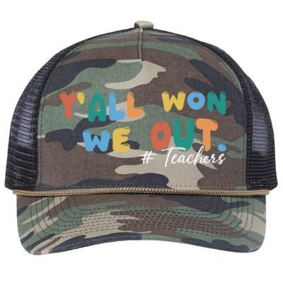 YAll Won We Out Teacher Retro Rope Trucker Hat Cap