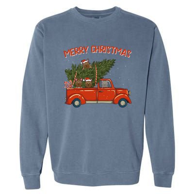 Yorkie Xmas Vintage Red Pickup Retro Truck Meaningful Gift Garment-Dyed Sweatshirt