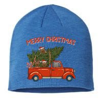 Yorkie Xmas Vintage Red Pickup Retro Truck Meaningful Gift Sustainable Beanie