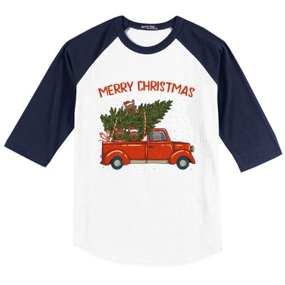 Yorkie Xmas Vintage Red Pickup Retro Truck Meaningful Gift Baseball Sleeve Shirt