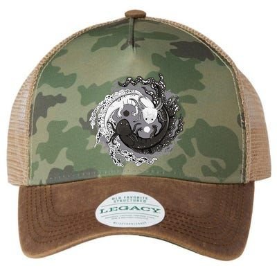 Yin Yang Axolotls Zen Axolotl Meditation Yoga Legacy Tie Dye Trucker Hat