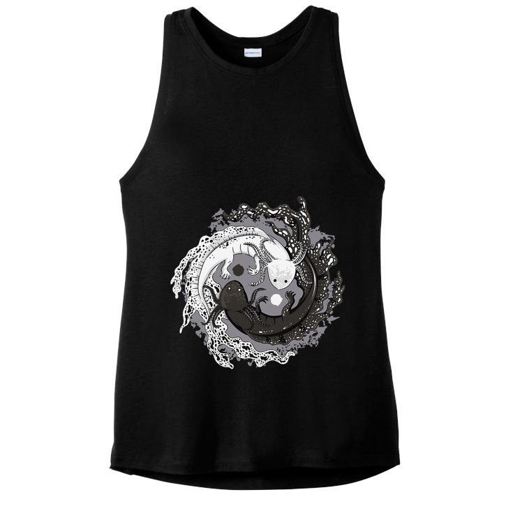 Yin Yang Axolotls Zen Axolotl Meditation Yoga Ladies PosiCharge Tri-Blend Wicking Tank
