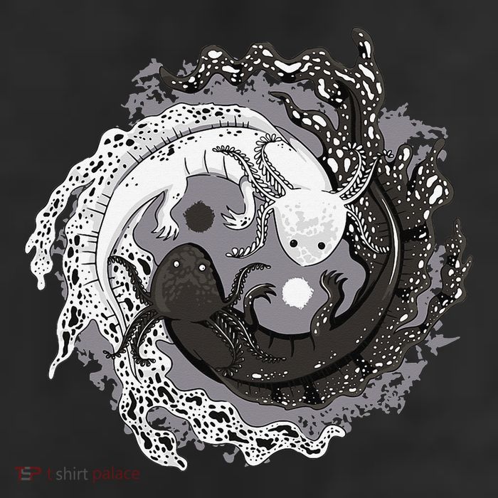 Yin Yang Axolotls Zen Axolotl Meditation Yoga 7 Panel Mesh Trucker Snapback Hat