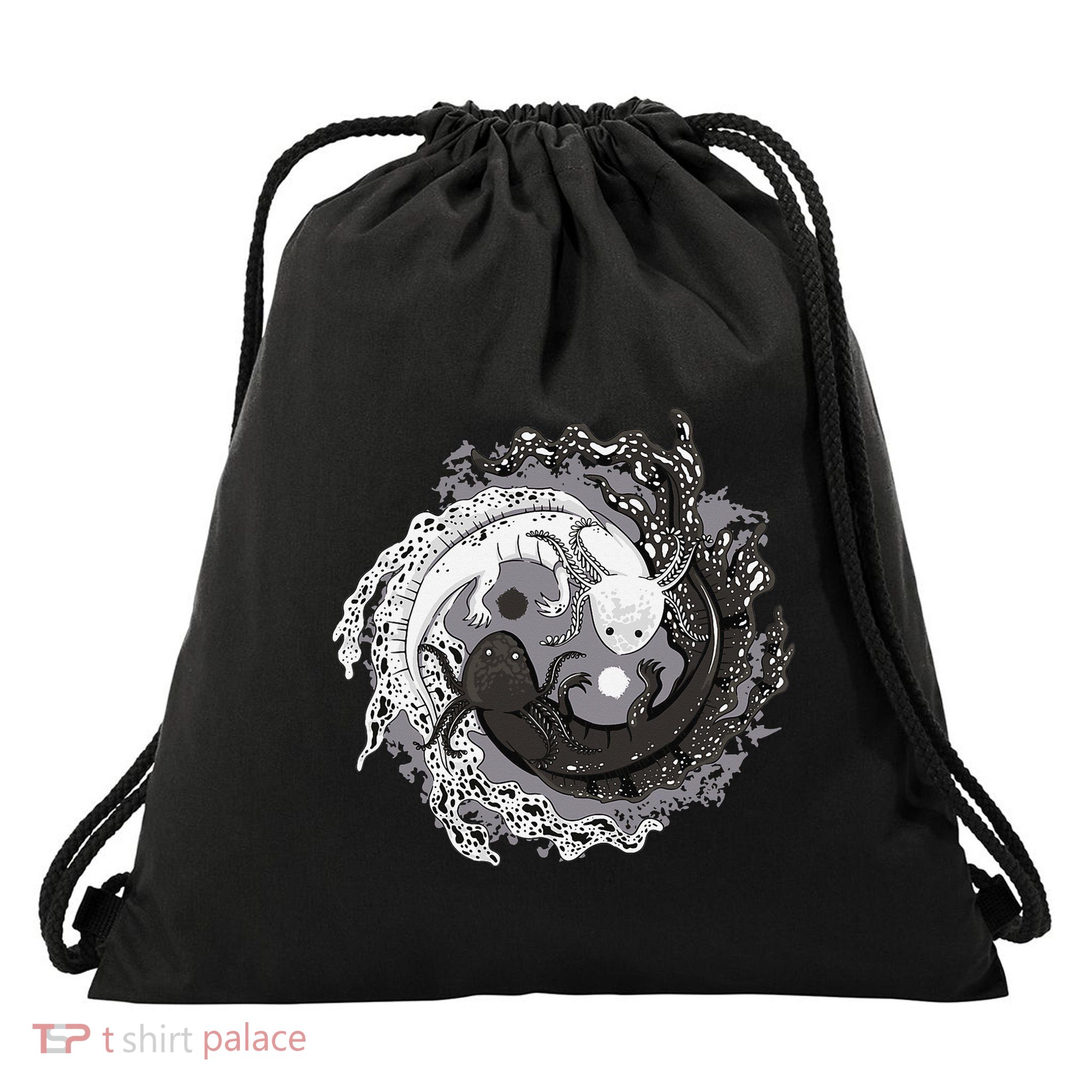 Yin Yang Axolotls Zen Axolotl Meditation Yoga Drawstring Bag