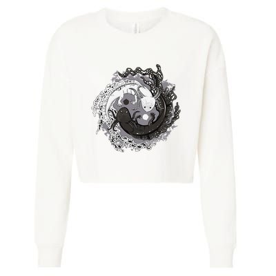 Yin Yang Axolotls Zen Axolotl Meditation Yoga Cropped Pullover Crew