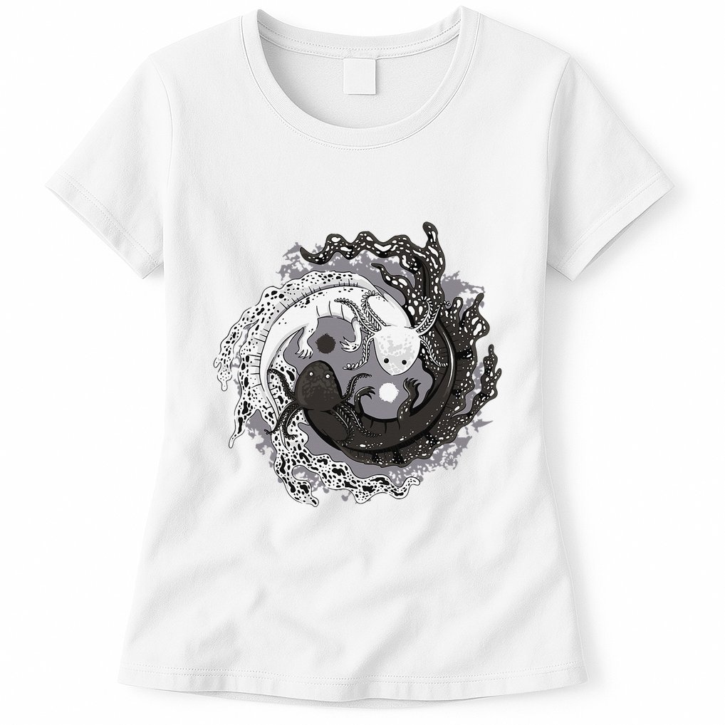 Yin Yang Axolotls Zen Axolotl Meditation Yoga Womens T-Shirt