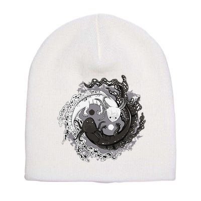 Yin Yang Axolotls Zen Axolotl Meditation Yoga Short Acrylic Beanie