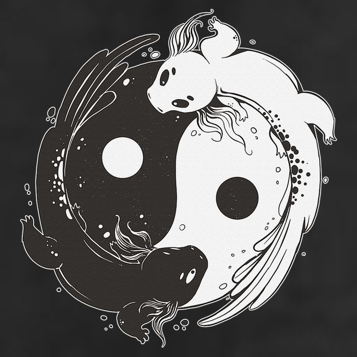 Yin Yang Axolotls  Zen Axolotl Meditation Yoga   7 Panel Mesh Trucker Snapback Hat