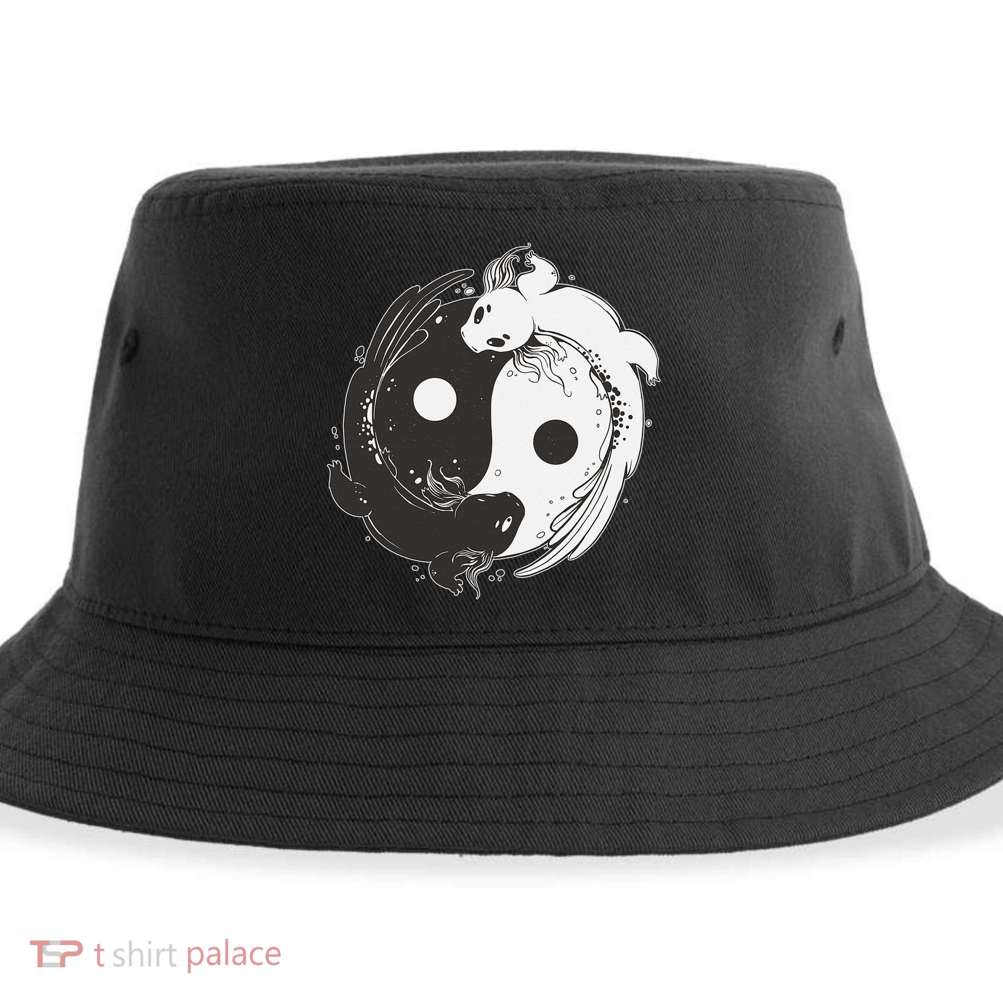 Yin Yang Axolotls  Zen Axolotl Meditation Yoga   Sustainable Bucket Hat