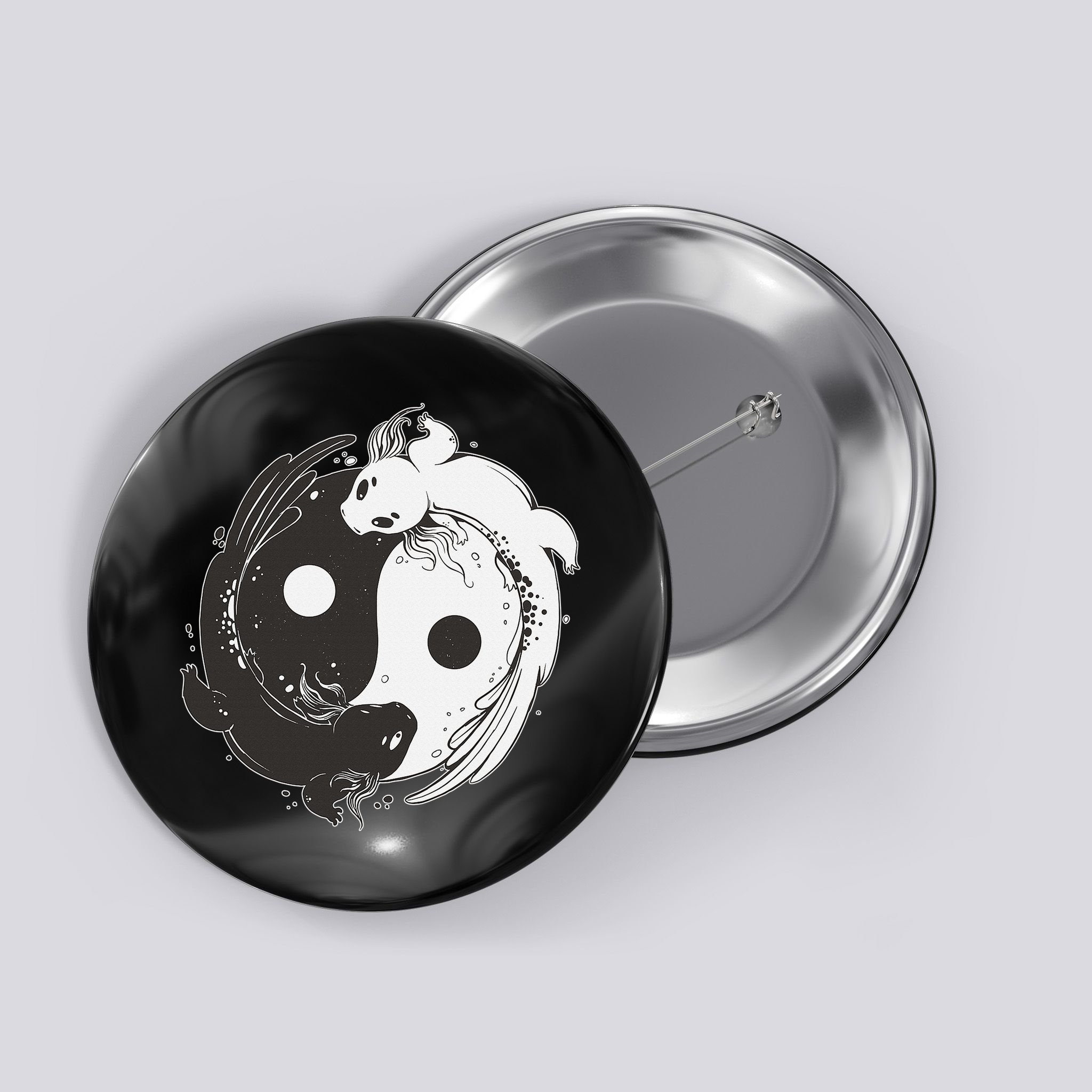Yin Yang Axolotls  Zen Axolotl Meditation Yoga   Button