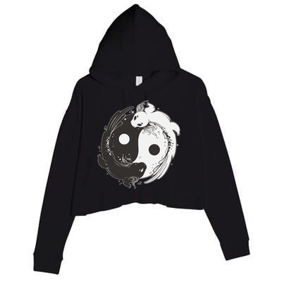 Yin Yang Axolotls  Zen Axolotl Meditation Yoga   Crop Fleece Hoodie
