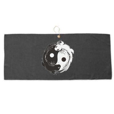 Yin Yang Axolotls  Zen Axolotl Meditation Yoga   Large Microfiber Waffle Golf Towel