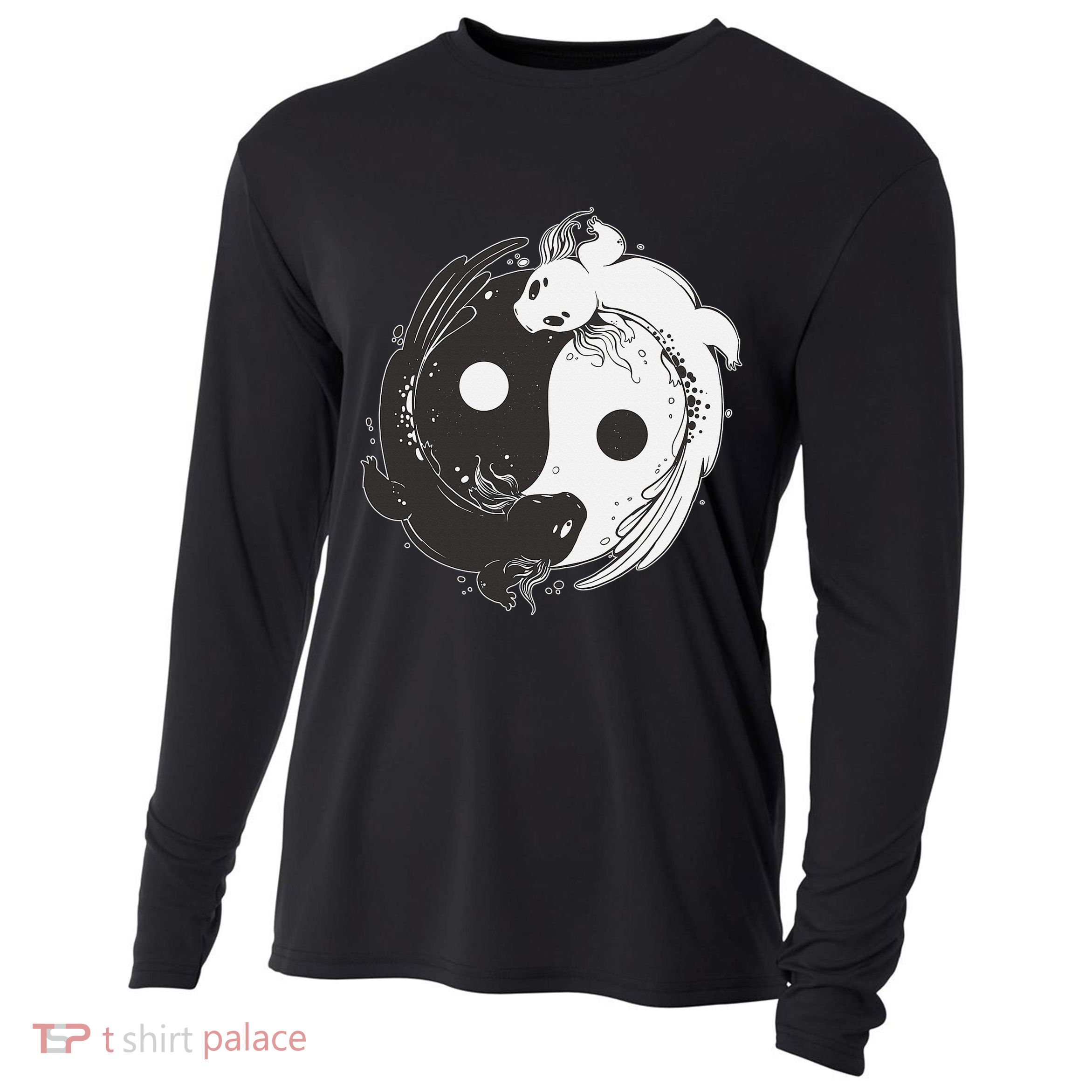 Yin Yang Axolotls  Zen Axolotl Meditation Yoga   Cooling Performance Long Sleeve Crew